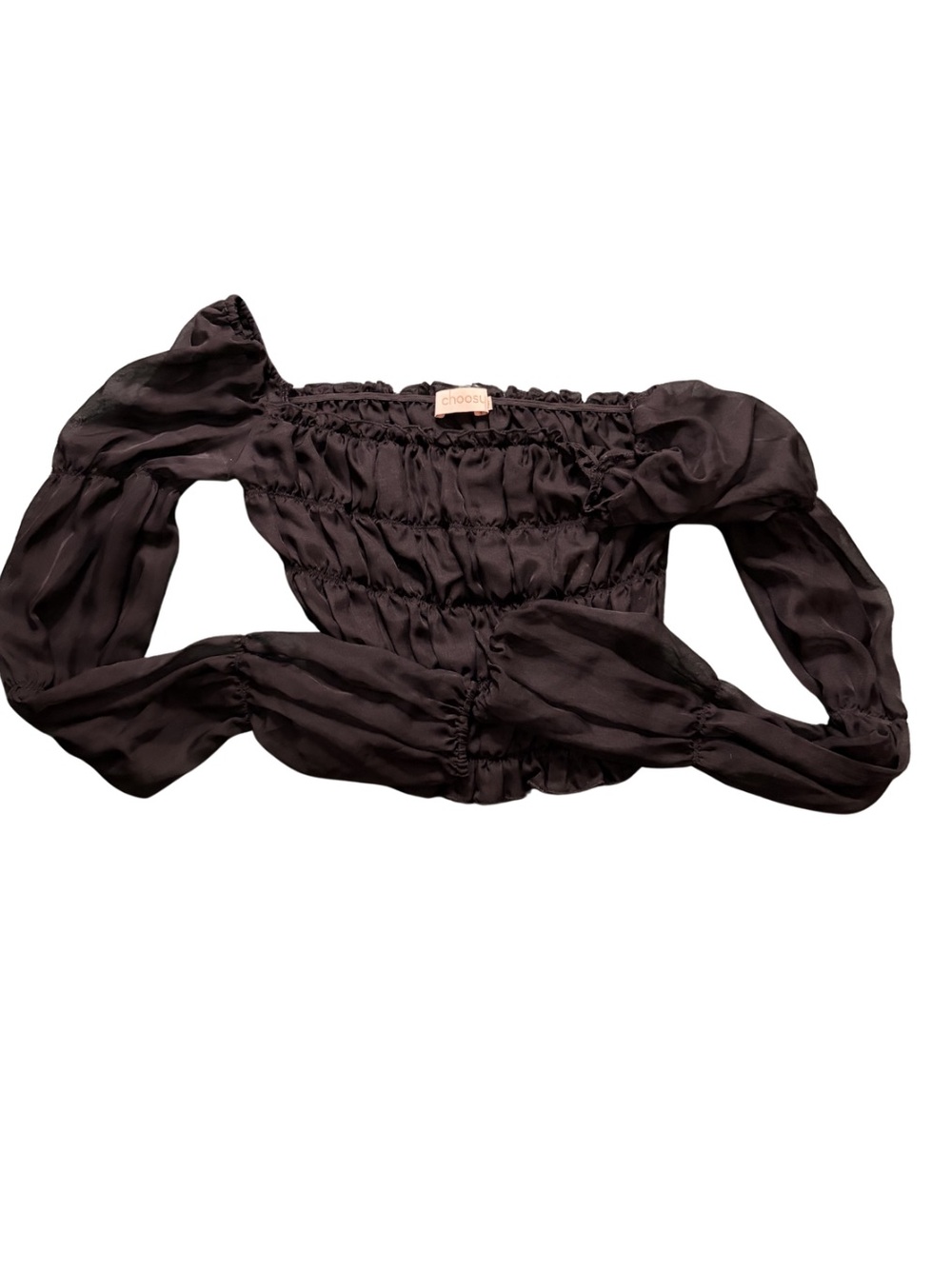 Choosy Black Smocked Off-Shoulder Blouse